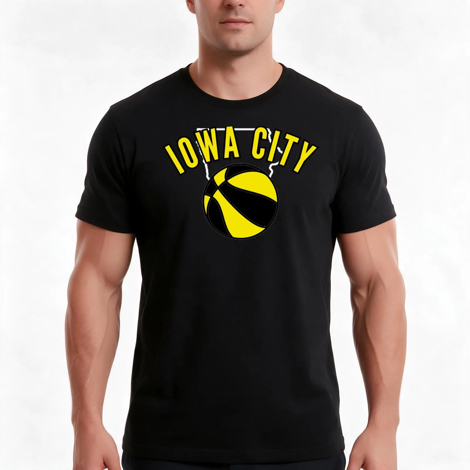 Iowa City Basketball T-Shirt, Summer Casual Cotton Tee, Oversized Streetwear Tops, Vintage Graphic Print, Loose Fit Short Sleeve