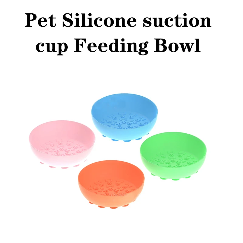 Pet Supplies Dog Cat Feeding Bowl Tableware Anti Tipping Suction Cup Sticker Slow Food Basin Massage Licking Plate Silicone Bowl