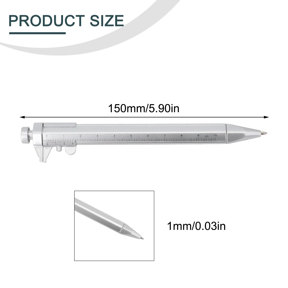0-100mm Vernier Caliper Pen Plastic Multi-Purpose Gel Ink Pen Vernier Caliper Roller Ball Pen Stationery Student Measuring Tools