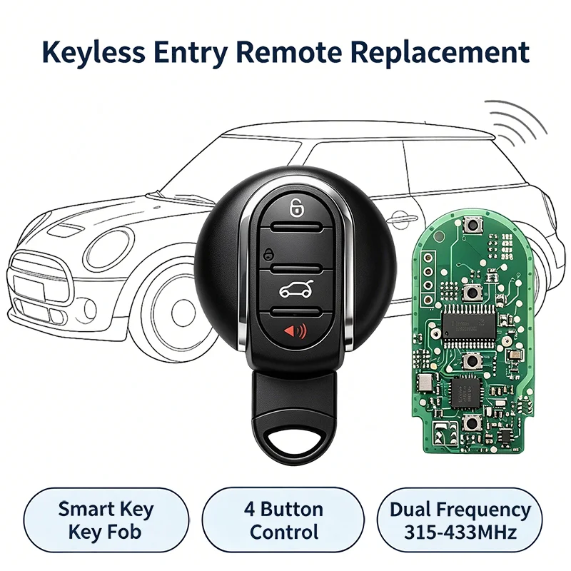 3/4 Button Smart Car Remote Key 315‑433MHz PCF7945 ID49 Chip For Mini Cooper S Countryman Clubman F54 F55 F56 F57 F60 2014-2018