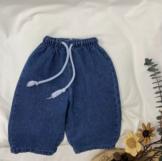 Girls Jeans 2025 New Short-sleeved Children's Foreign-style Trousers Outside Baby Spring Loose Casual Pants