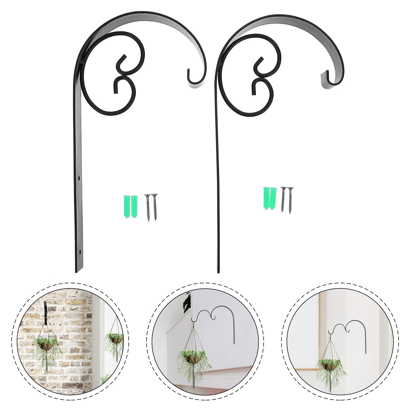 

1Set Iron Flowerpot Rack Wall-Mounted Plant Hanger with Strong Bearing Capacity for Flower Pots Bird Feeders Lanterns Wind