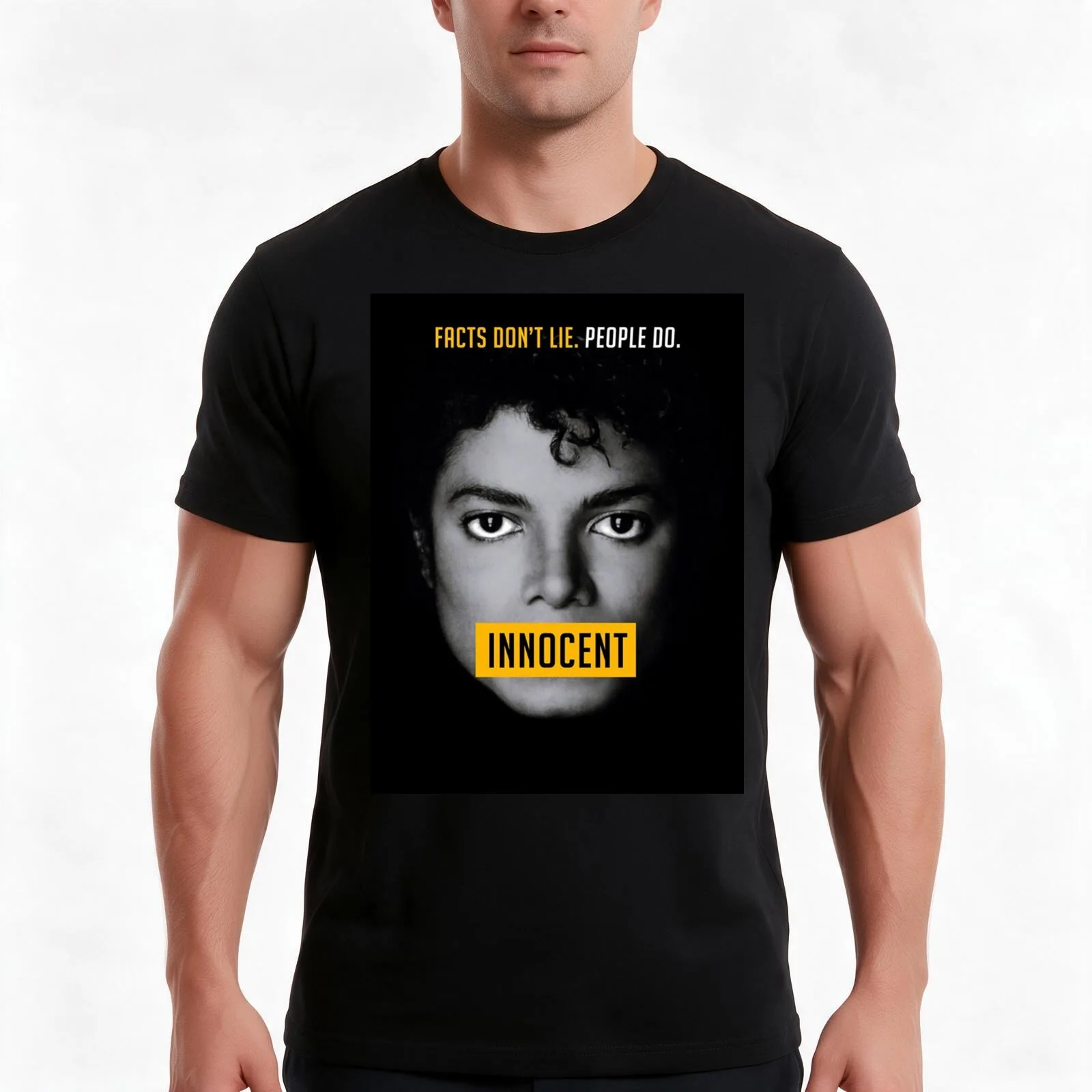MJ INNOCENT T-Shirt, Summer Casual Cotton Tee, Oversized Streetwear Tops, Vintage Graphic Print, Loose Fit Short Sleeve