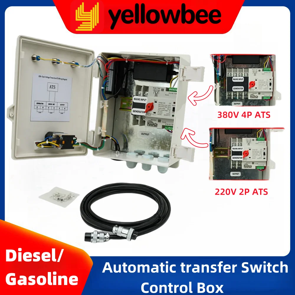 10KW Gasoline Diesel Engine  Generator ATS Single Phase 220v 380v Automatic Transfer Switch Control System Pannel Box System