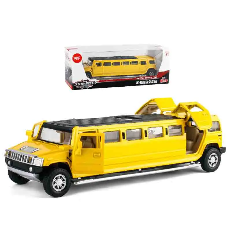 1:32 Alloy Lengthen Hummer Limousine Car Model Metal Diecasts Vehicles With Sound Light Pull Back Car Collection Toys Kids Gifts