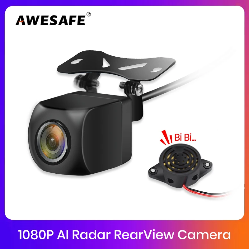 Car Rearview Camera AHD 1080P Radar Alarm WaterProof 145° Wide-Angle Reverse Backup AI Smart Camera  Car Accessories