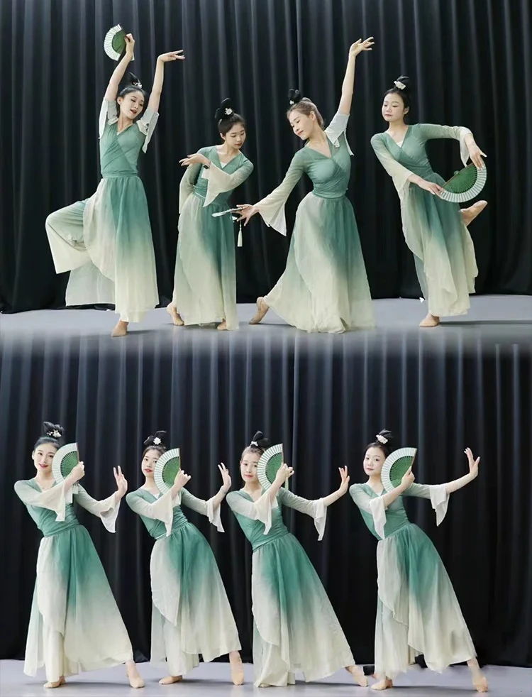 Classical Dance Dress Long Gauze Clothes Chinese Classic Dance Performance Costumes Women's Performance Training Clothes