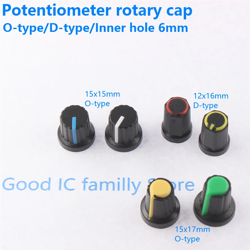 5PCS Half-shaft full-shaft knob cap 270-degree potentiometer knob cap Mixing table volume adjustment O-axis D-axis knob ca