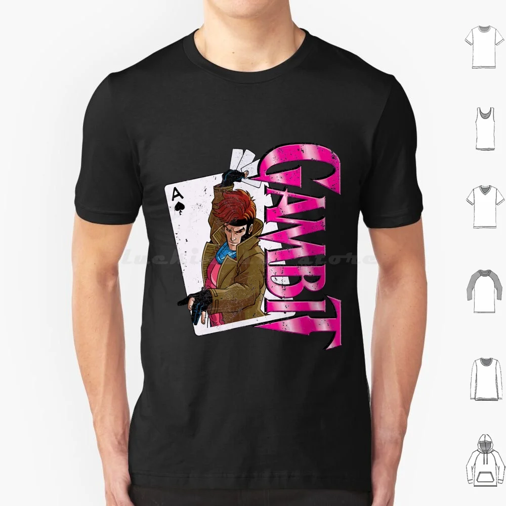 S Men Gambi Card Retro T Shirt Big Size 100% Cotton X Men Gambit Retro Fans Lover Comic X Men X Men Fans X Men Lover X Men