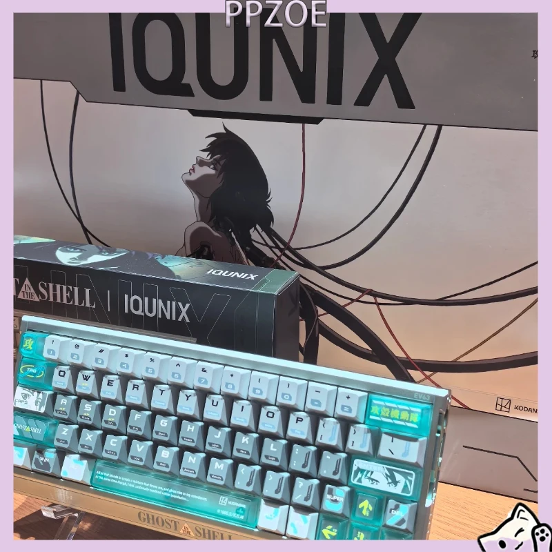 Teclado de jogos IQUNIX EV63, com design «Ghost in the Shell» e interruptores magnéticos, 63 teclas, teclado compacto em alumínio, ideal para jogos FP