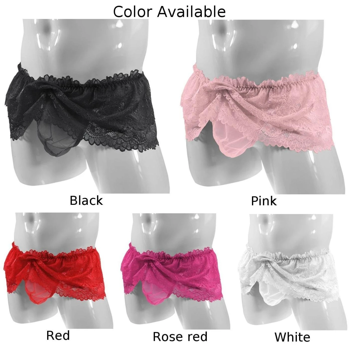 Mens Adult Frilly Lace Ruffled Crossdress Sissy Panties Maid Briefs Underwear Lingerie Knickers See Through Lace Hem Mini Skirt