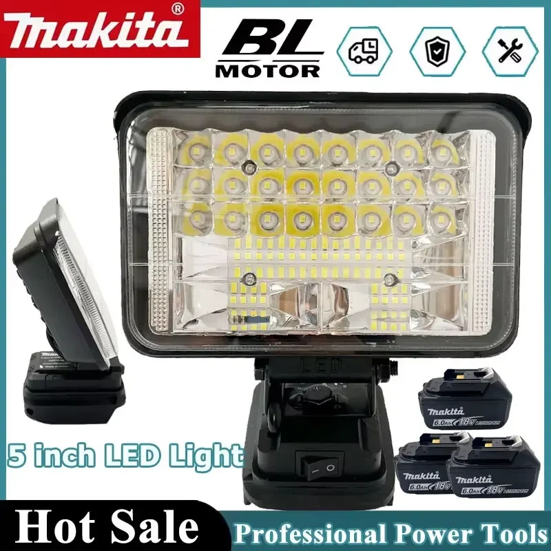 

Светодиодный рабочий фонарь Makita 5 дюймов, портативный прожектор, беспроводной светильник для экстренных ситуаций на улице, освещение для строительных площадок, совместим с Makita 18В