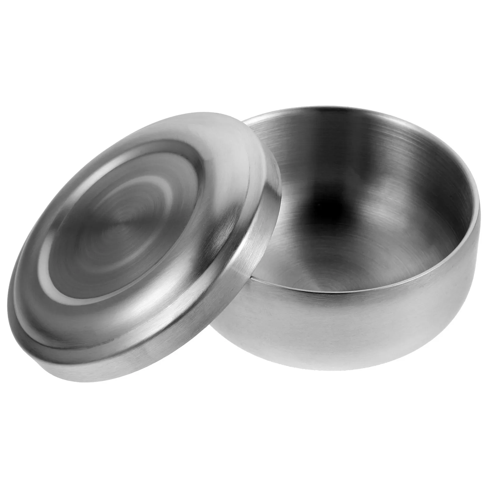 Tigela de creme com tampa para casa, barbeiro, salão de barbear, tigelas de barbear para homens, tigela de sabão prateada