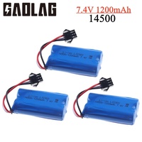 14500 7.4V 1200mAh Li-ion Battery SM-3P Plug/USB For Remote Control water bullet gun Toys RC Parts 2S 7.4V Battery + USB Charger