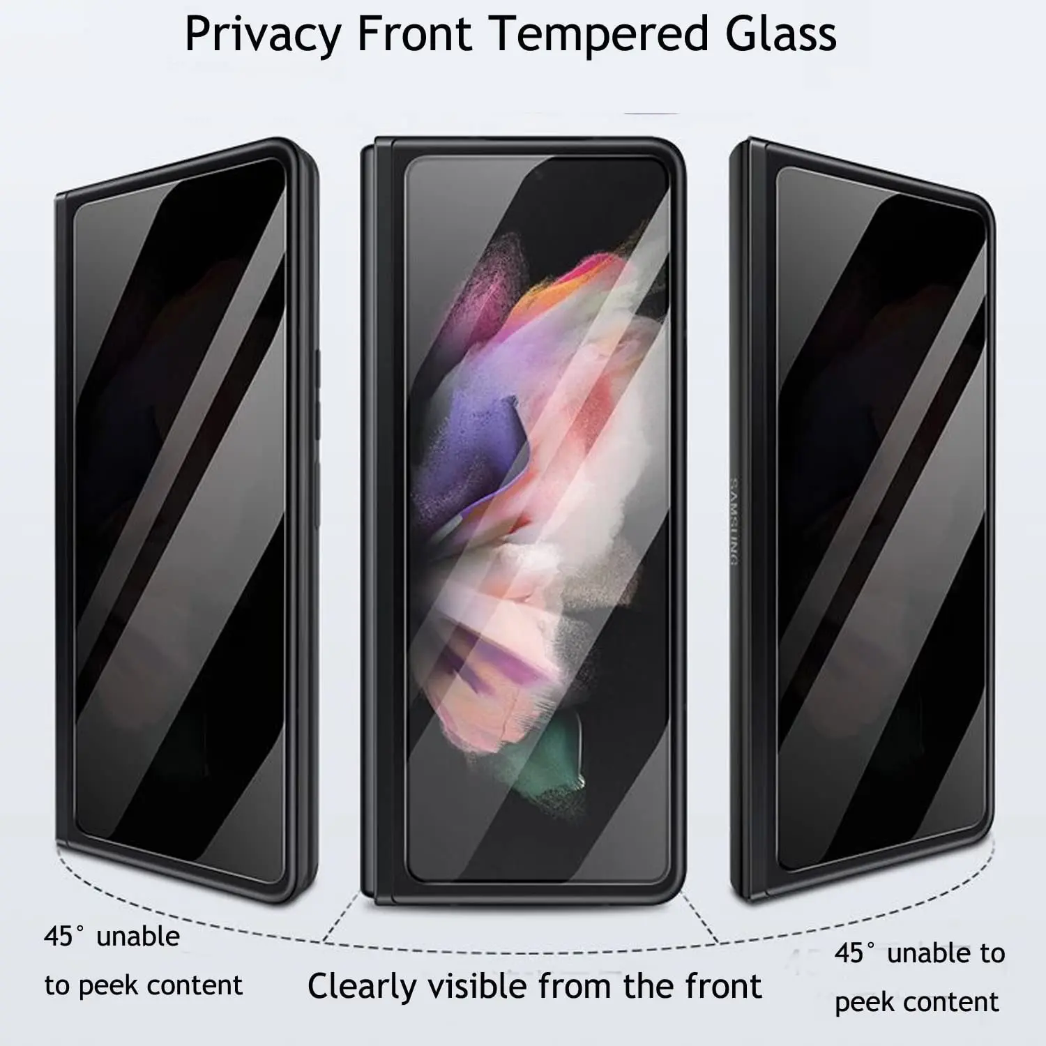 [2 Pack]Anti-Spy Privacy 9H Hardness Tempered Glass Screen Protector Suit for Samsung Galaxy Z Fold 5 5G(2023),Front(Outside)