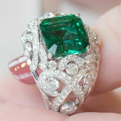 Huitan Gorgeous Green Cubic Zirconia Rings Wedding Bands Accessories for Women Temperament Lady's Anniversary Party Ring Jewelry