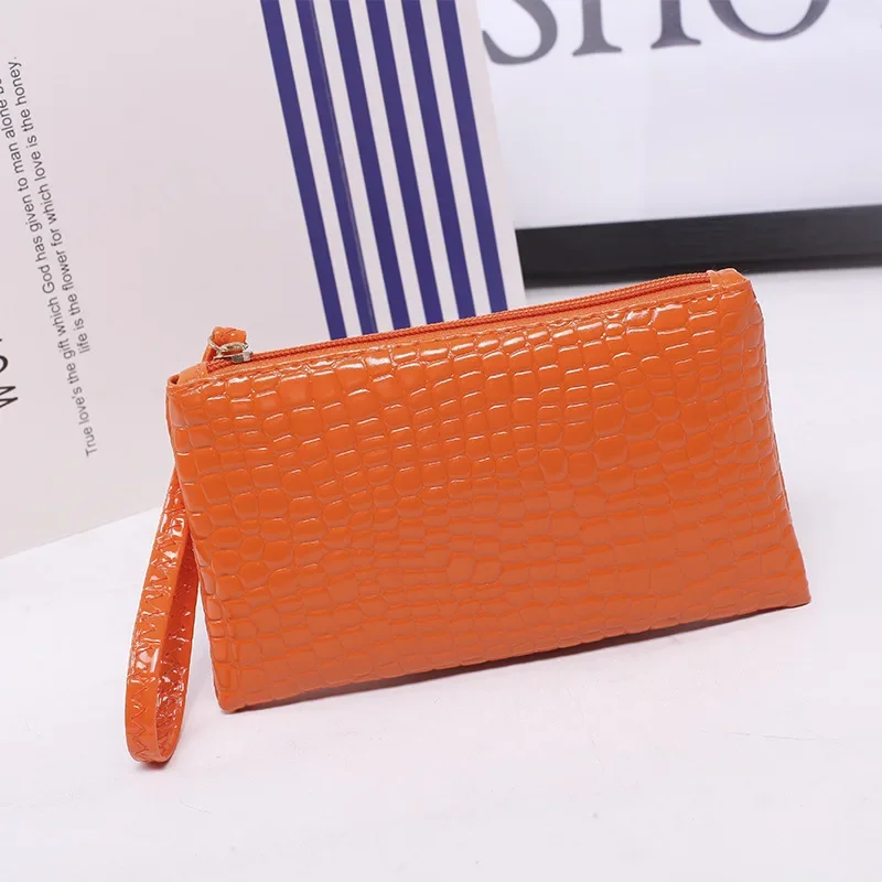 Crocodile Wallet for Women Coin Purse New Fashion Small Wrist Bag High-quality PU Coin Wallet Zipper Closure Solid candy colors