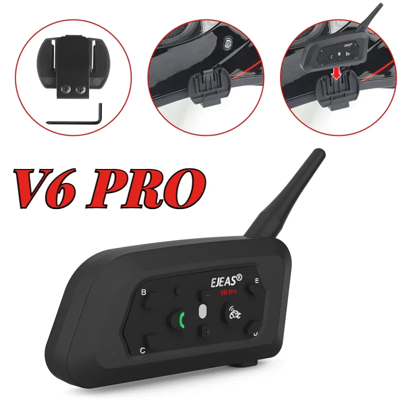 Profession V6PRO Motorcycle Intercom Helmet Bluetooth Headset 6 Riders 800m Talking Interphone Waterproof Communicator