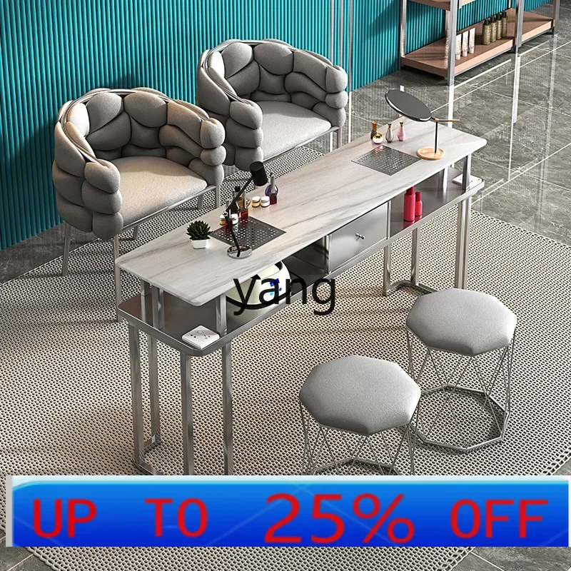 LMM Nail Table Economical Nail Shop Table and Chair Set Light Luxury Double Nail Table
