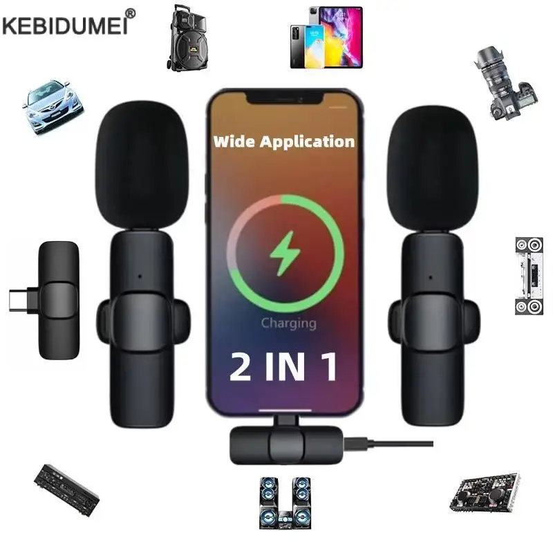 ميكروفون Lavalier لاسلكي محمول لتسجيل الصوت والفيديو، ميكروفون صغير لهاتف iPhone Android، بث مباشر للألعاب، ميكروفون للهاتف #1