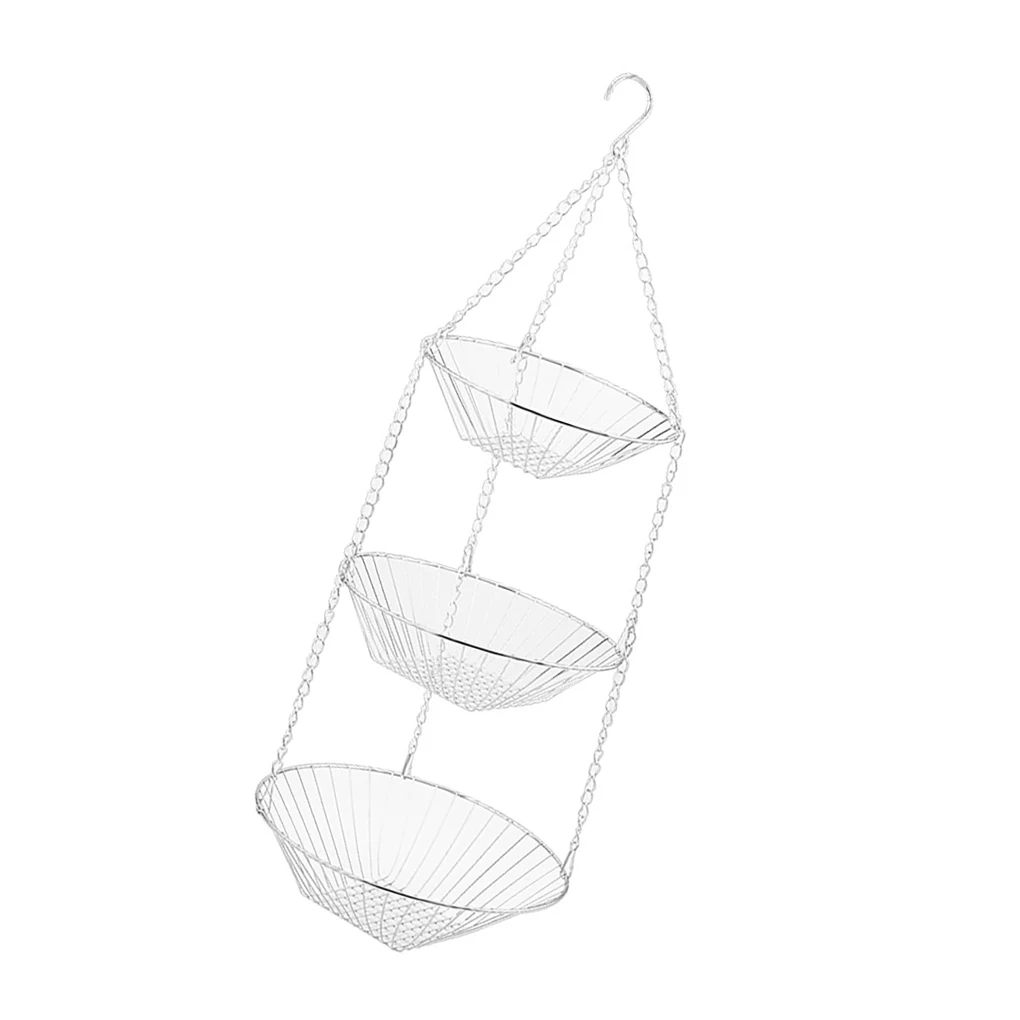 

Подвесная корзина для фруктов для ресторанов, многофункциональная 3-ярусная подставка из нержавеющей стали для хранения овощей