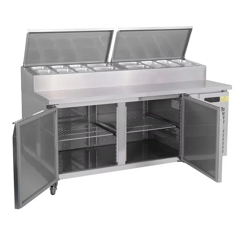 Refrigerated pizza table refrigerator with drawers