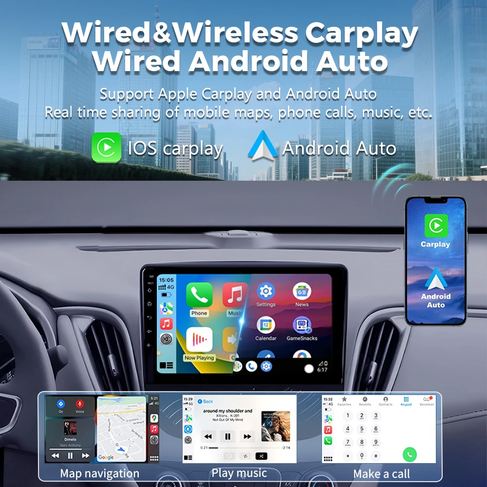 أندرويد 15 Carplay السيارات 2K شاشة راديو السيارة مشغل وسائط متعددة لشروليه ماليبو XL 2016-2018 DSP Autoradio ستيريو سنابدراجون