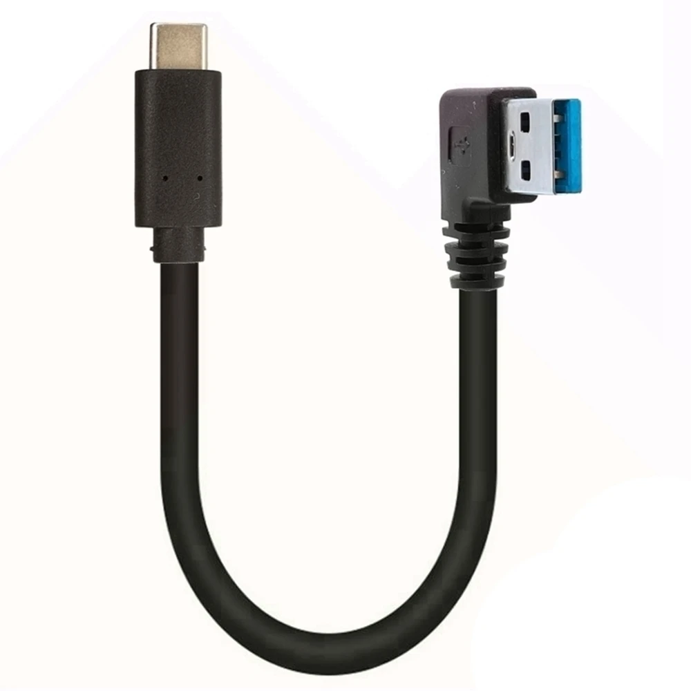 90 degree UP Down LeftRight Angle USB 3.0 (Type-A) Male to USB3.1(Type-C)Male USB Data Sync & Charge Cable Connector(Black) 0.2m