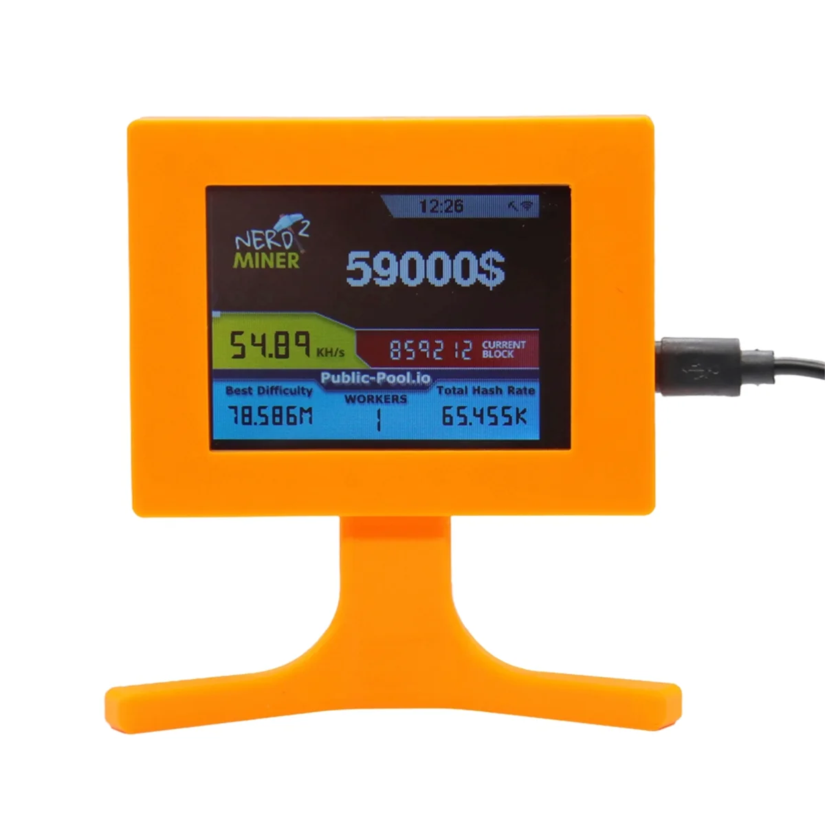 Nerdminer V2 56kh/S 2.8 Inch LCD Display Nerdminer Bitcoin Crypto Solo Lottery Desk Miner Cryptocurrency Miner Orange