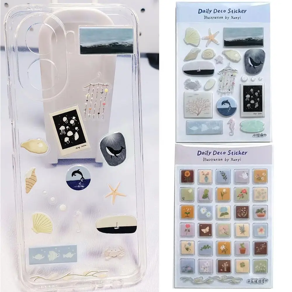 

Cute Ocean World Stickers Cartoon 3D Jelly Stickers Resin Gel Self-adhesive Scrapbook Notebook Tationery Decor Stickers Gift