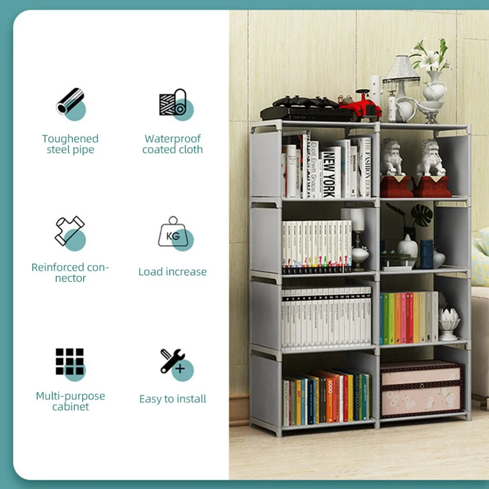 Multifunctional 5-Tier Book Shelf Vertical Space-Saving Tall Bookcase Shelf Modern Freestanding Storage Shelf Bedroom
