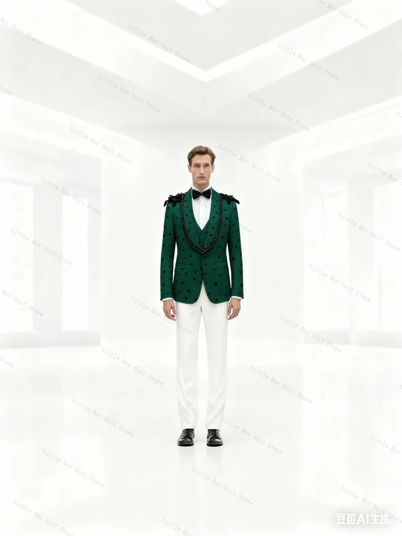 

Green Crystals Men Suit Set 2 Piece Jacket Blazer Pant Wedding Tuxedo Cotton Formal Office Business Party Coat Customized