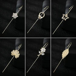1Pc Korean Fashion Ear Needle Wrap Crawler Hook Earrings for Women Wedding Jewelry Surround Auricle Diagonal Metal Earings Party