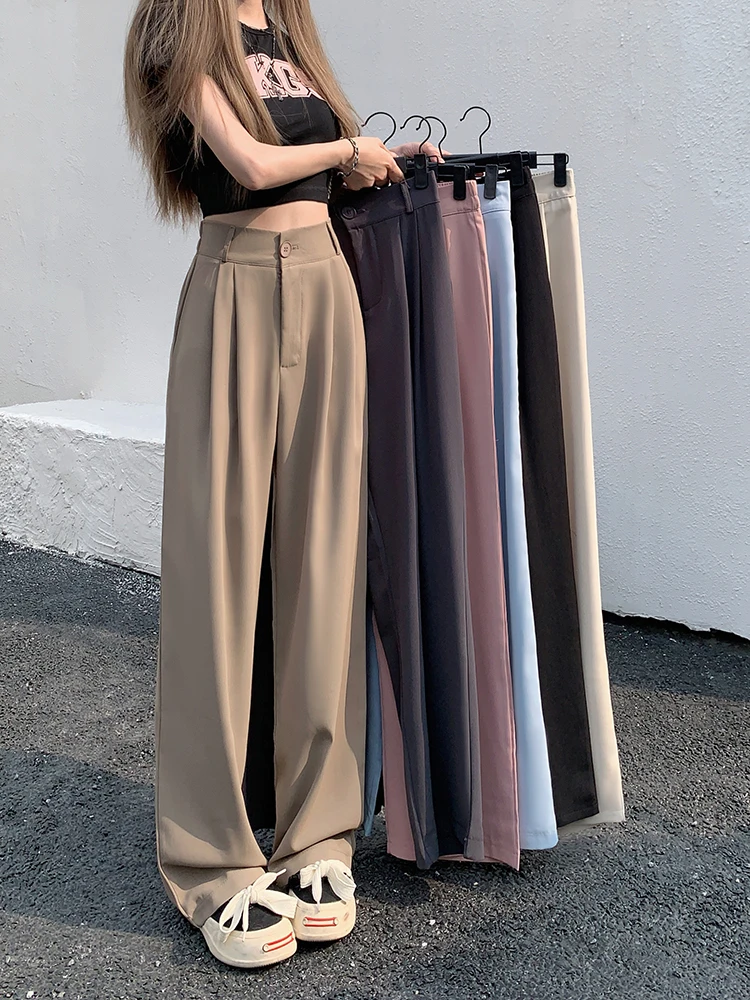 Jmprs Simple Women Suit Pants Casual Elastic High Waist Summer Korean Office Ladies Trousers Fashion Solid Female Pants