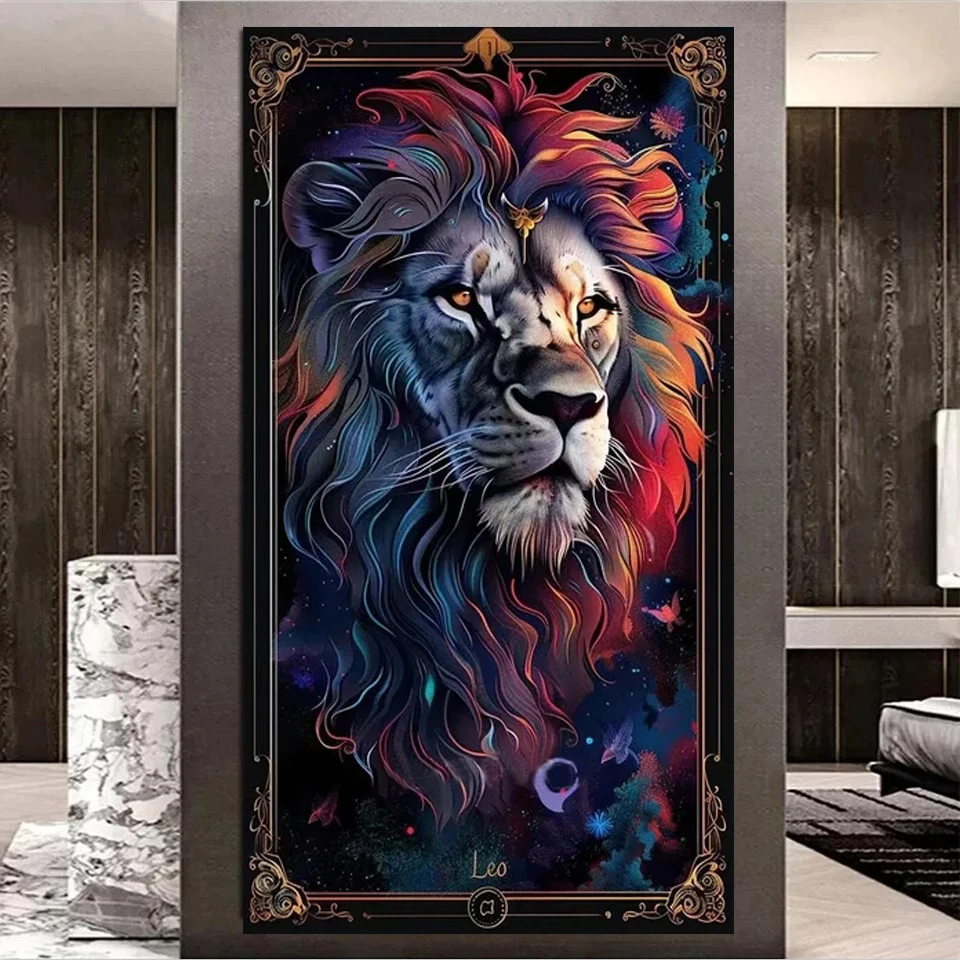 Leone di grandi dimensioni 5d pittura diamante fai da te punto croce animale fai da te pieno quadrato mosaico diamante ricamo strass decorazioni per