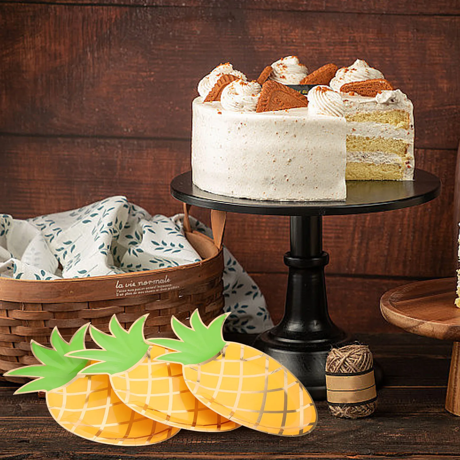 

8 Pcs Tropical Pineapple Plate Decorations Birthday Dessert Plates Tableware Paper Baby