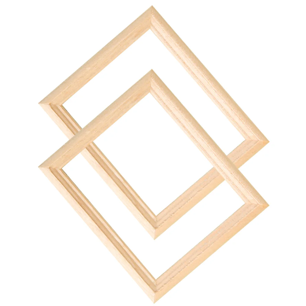2 pièces Mini cadres Photo en bois pour bricolage petite maison décor, cadre en bois inachevé Kit d'artisanat, cadre Photo de maison Miniature, Micro