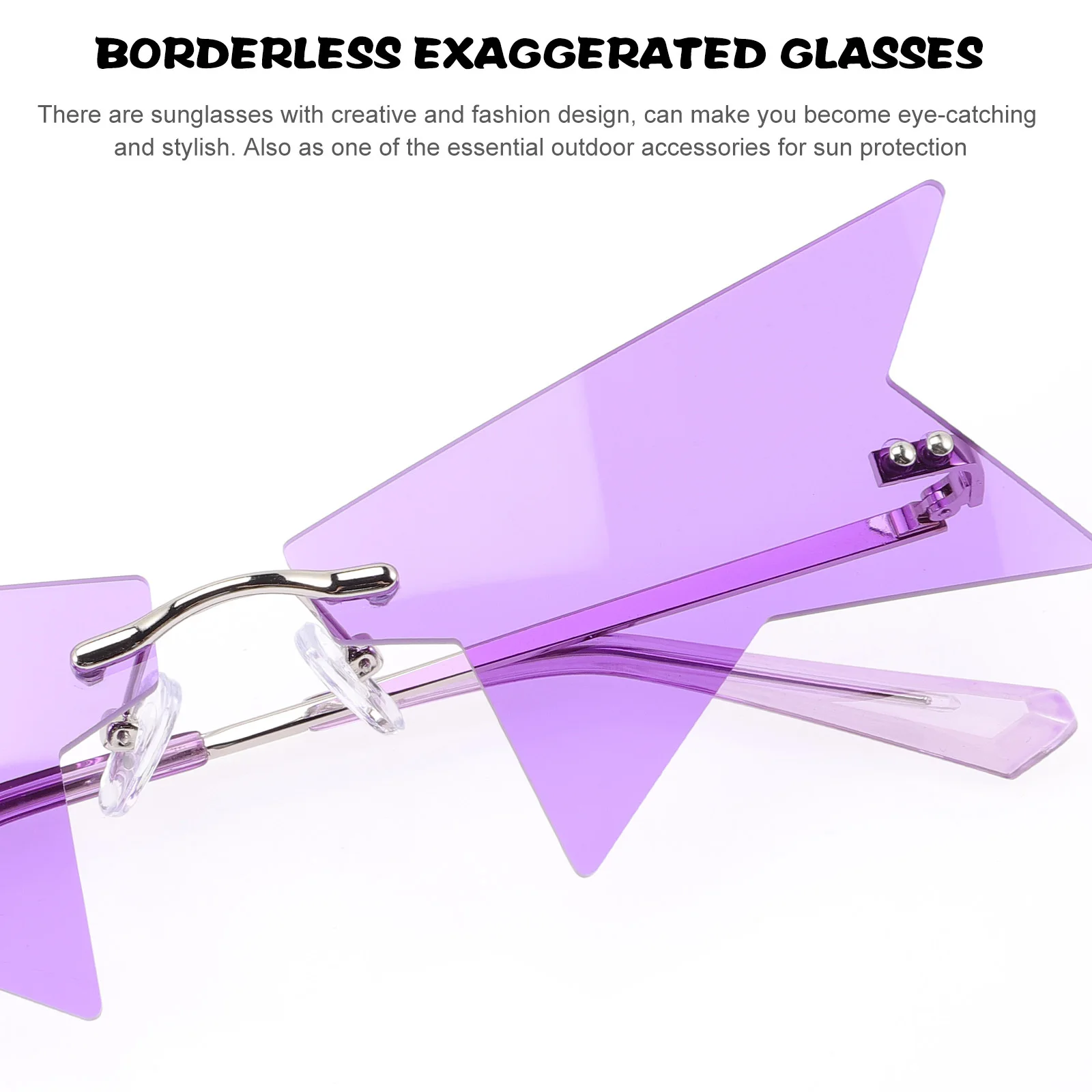 

Funny Rimless Sunglasses Party Glasses Fashion Frameless Eyeglasses for Women Men Holiday Photography Props Rimless Sunglasses