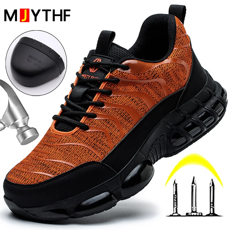 Fashion Air Cushion Safety Shoes For Men Women Anti-smash Anti-puncture Work Sneakers Steel Toe Protective Shoes Indestructible