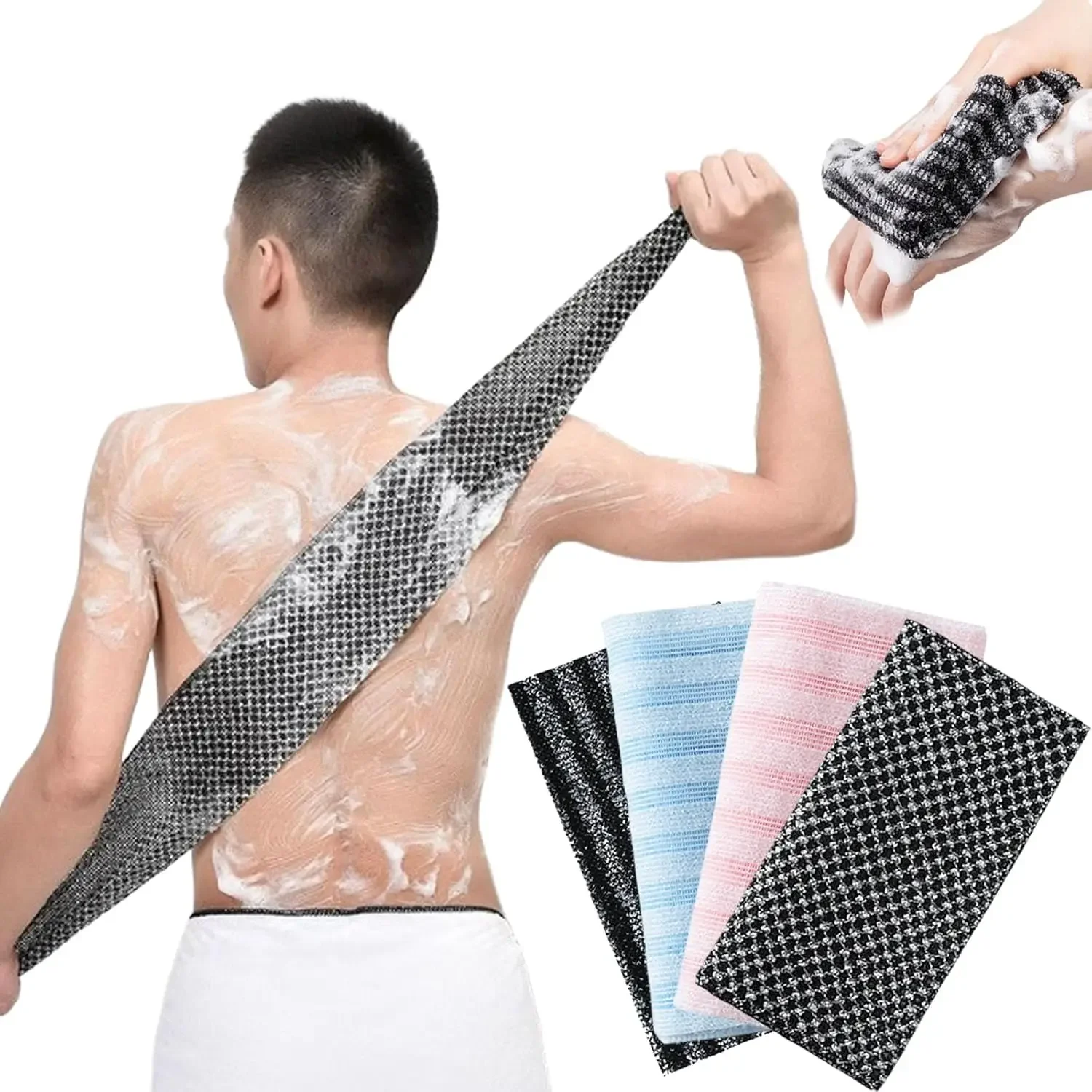 Exfoliating Body Scrubber, Back Scrubber for Shower Bath, Japanese Scrub Wash Cloth, Exfoliating Washcloth Towel for Men Women