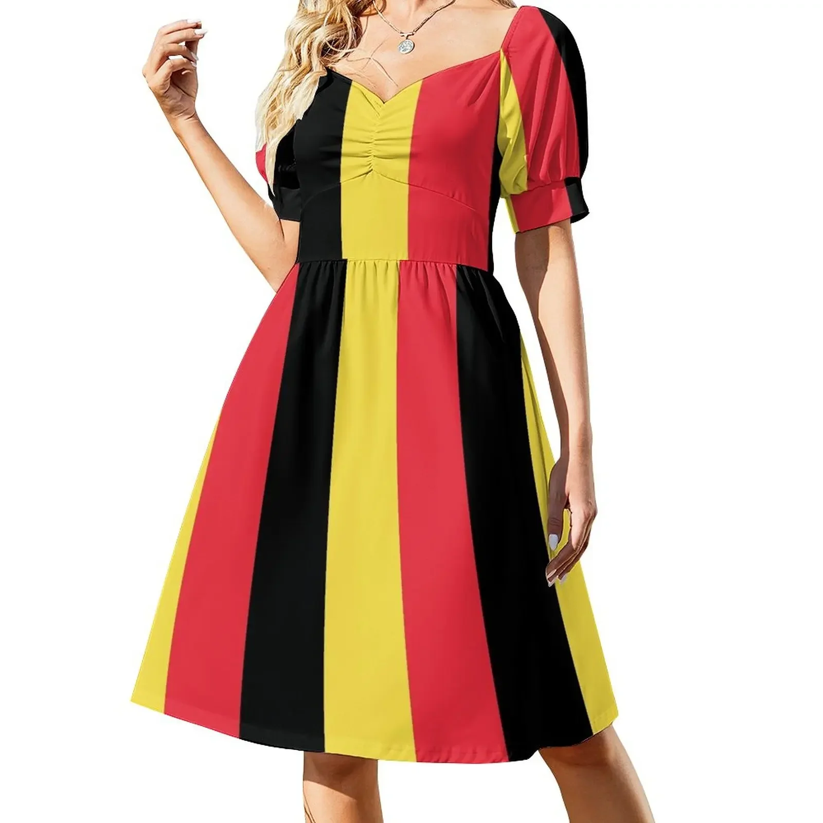 Belgium Flag Short-Sleeved Dress Bride dresses Women's summer long dress dress for women 2025