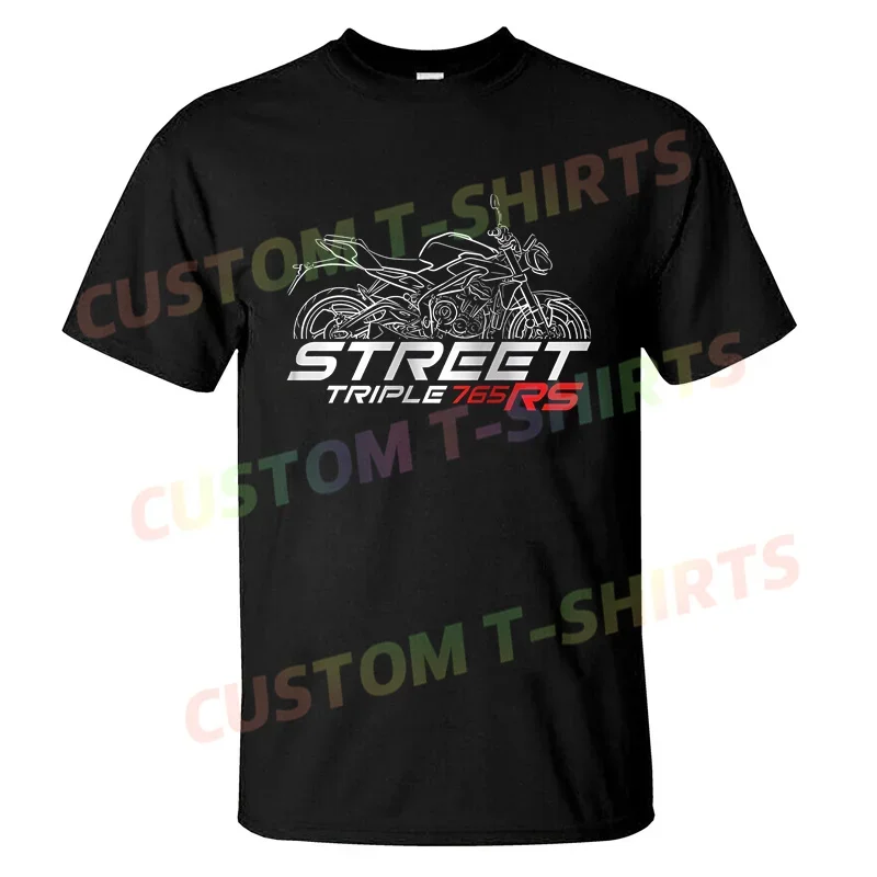 

2024 Men t shirt Casual T-shirt Triumphs Street Triple 765 2023-2024 Graphic Summer Short Sleeves 100% Cotton S-3XL Cool Tee