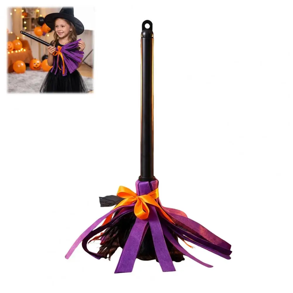Halloween Photo Booth Accessories Halloween Witch Broomstick with Sound Activation Witch Broom Cosplay Prop Plastic for Costume