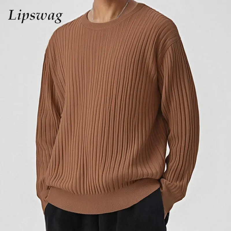 

Casual Long Sleeve O Neck Knit Sweater Mens T Shirt Autumn Winter Fashionable Solid Color Jumpers For Men Daily Leisure Sweaters