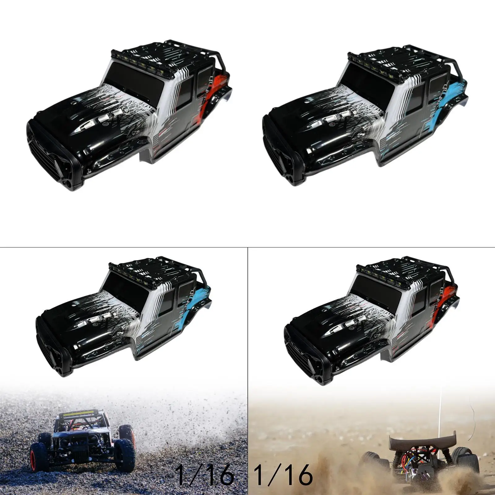 1/14 RC جسم السيارة قذيفة هواية لعبة ملحقات السيارة تعديل لتقوم بها بنفسك سهلة التركيب استبدال قذيفة ل 16101 16102P #4