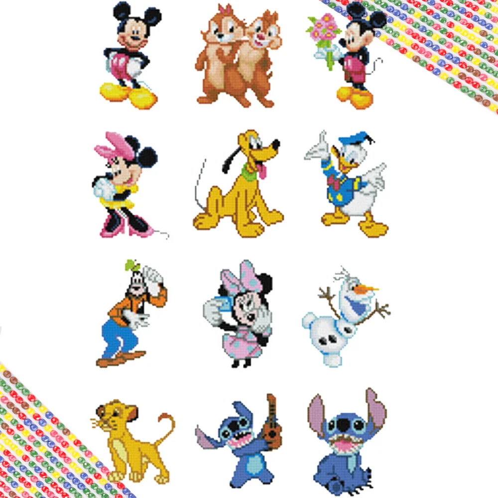 Disney New Diamond Painting Mickey Mouse 5D Mosaic Minnie Full Drill Round Embroidery Set DIY Handmade Gift