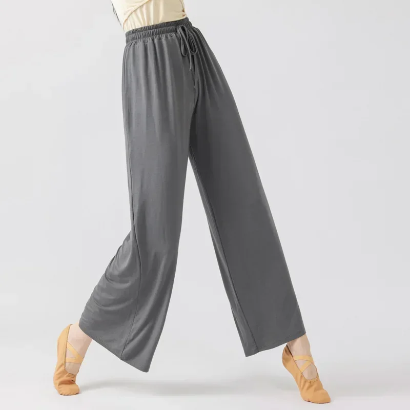 

Широкие брюки из модала с высокой талией, прямые драпированные брюки для современных танцев, брюки для классических танцев