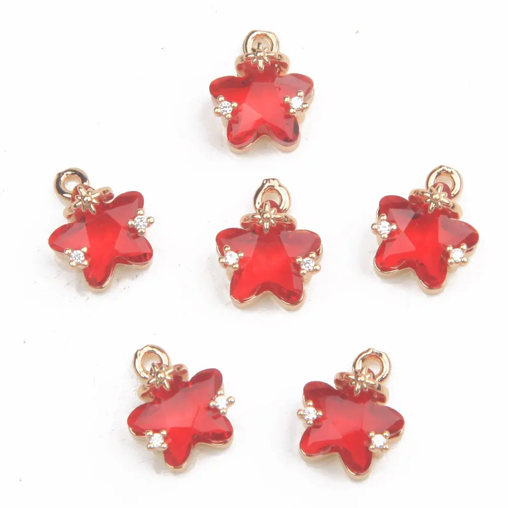10PCS Faceted Celestial North Star Charms Glass for Jewelry Making Pendant Handmade DIY Findings Brass Accessories 10*12mm