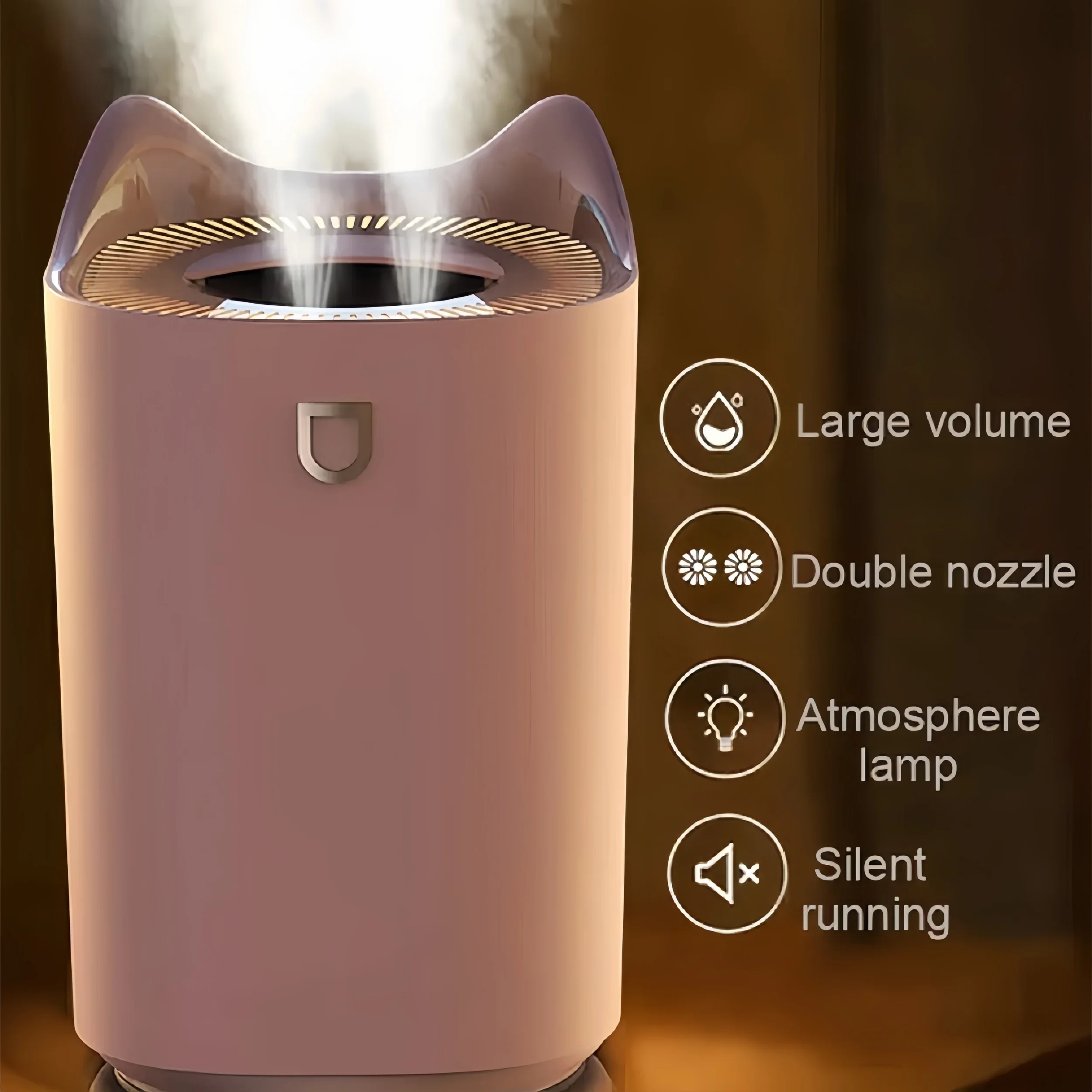 Ultrasonic Large Room Smart Humidifier - 3L Dual Mist, Quiet Operation, Easy Top Fill & Clean, with Night Light for , Office & B