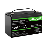 LANPWR 12V 100Ah LiFePO4 Battery BMS Grade A Cells For RV, Camping, Trolling Motor, Backup Power, Solar System...